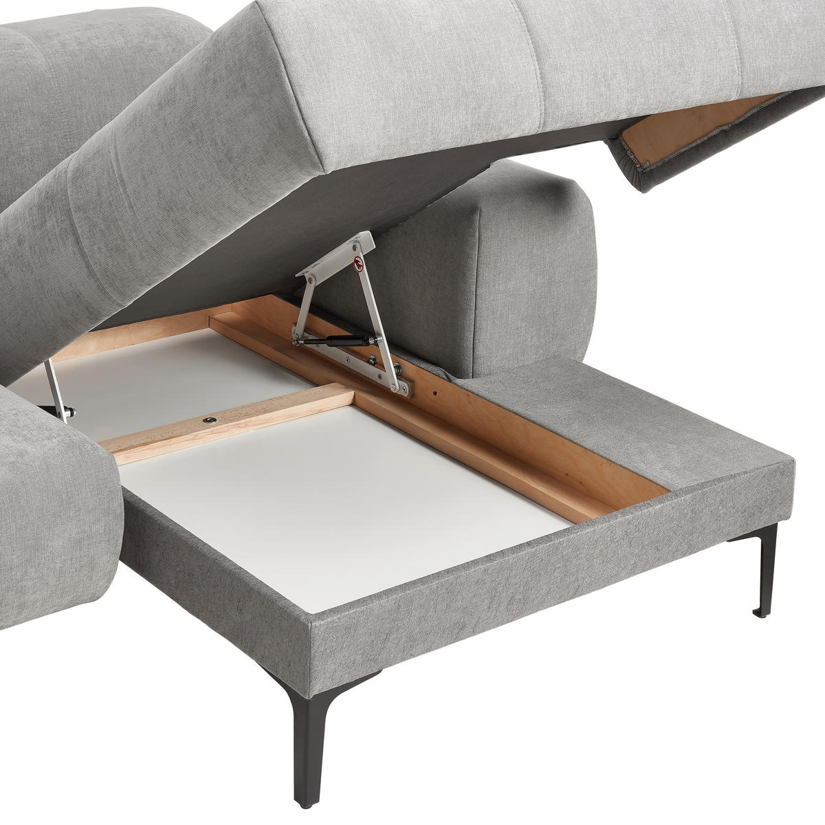 ECKSOFA inkl. Funktionen Grau Chenille  - Schwarz/Grau, Design, Textil/Metall (311/167cm) - Xora