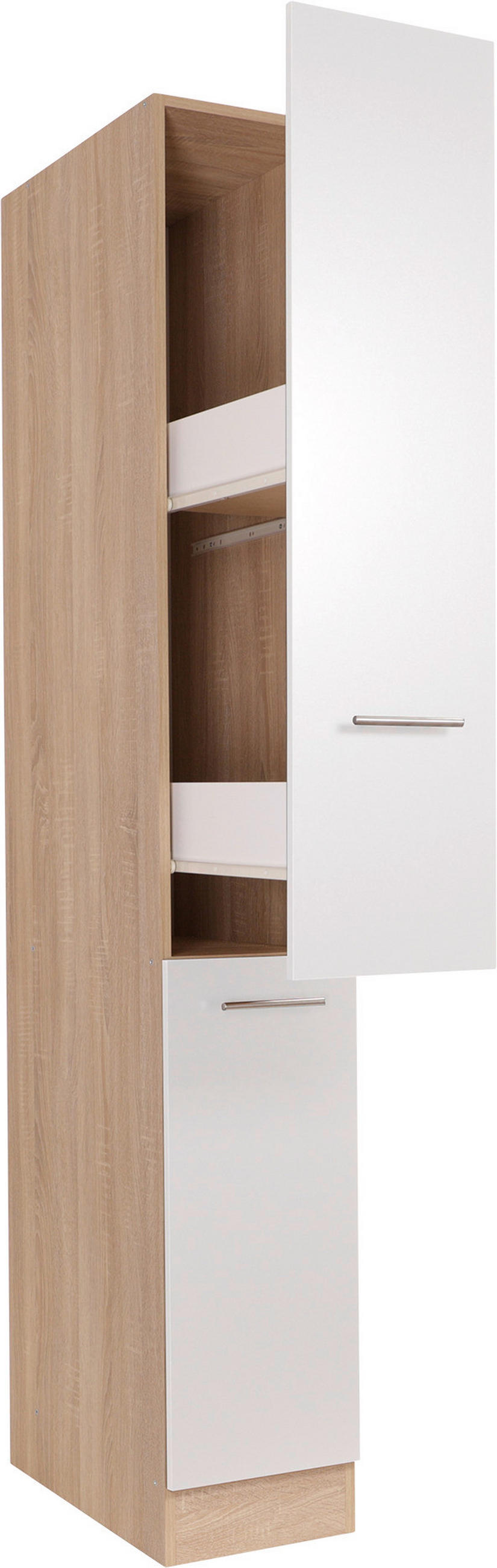 APOTHEKERSCHRANK 30/200/60 cm  in Weiß, Eichefarben  - Eichefarben/Silberfarben, Basics, Holzwerkstoff/Metall (30/200/60cm) - Respekta