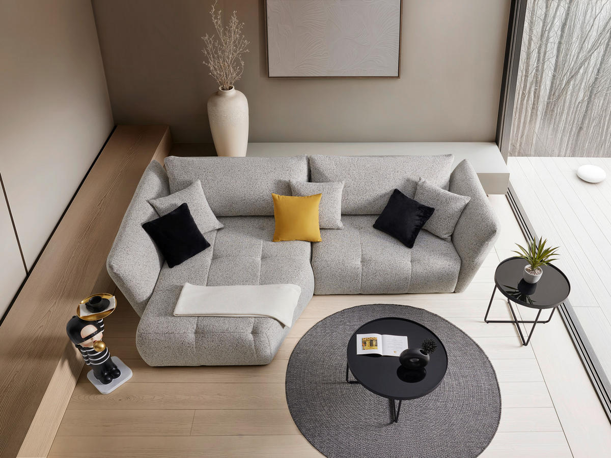 ECKSOFA Struktur Beige  - Beige/Schwarz, Modern, Textil (193/85-105/300cm) - Livetastic