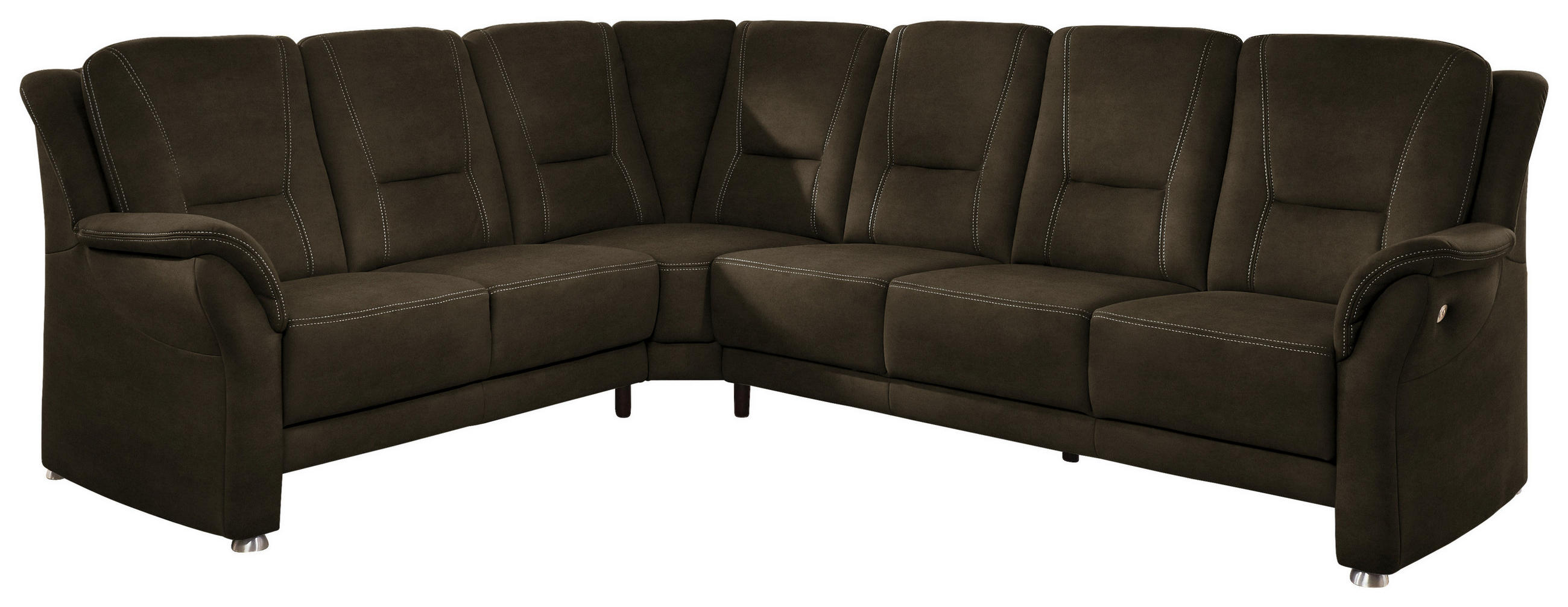 ECKSOFA in Mikrofaser Grün  223/275 cm  - Beige/Alufarben, KONVENTIONELL, Textil/Metall (223/275cm) - Beldomo Comfort