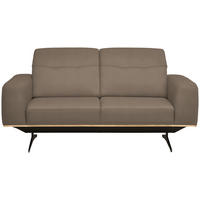 3-SITZER-SOFA  in Echtleder Hellbraun   - Hellbraun/Schwarz, Design, Leder/Holz (205/76-97/102cm) - Novel