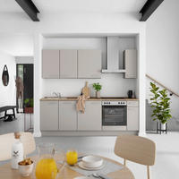 KÜCHENBLOCK Touch 240 cm  in Grau, Eiche dunkel  - Eiche dunkel/Edelstahlfarben, MODERN, Holzwerkstoff/Metall (240cm) - Nobilia