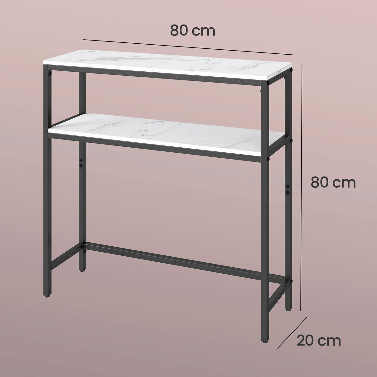 KONSOLENTISCH Weiß  - Schwarz/Weiß, Trend, Holzwerkstoff/Metall (80/20/80cm) - Boxxx