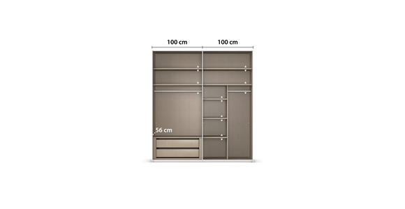 SCHWEBETÜRENSCHRANK 201/223/68 cm 2-türig Weiß - Alufarben/Weiß, KONVENTIONELL, Glas/Holzwerkstoff (201/223/68cm) - Novel