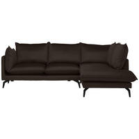 ECKSOFA in Samt Dunkelbraun  241/200 cm  - Dunkelbraun/Schwarz, Design, Textil/Metall (241/200cm) - Carryhome