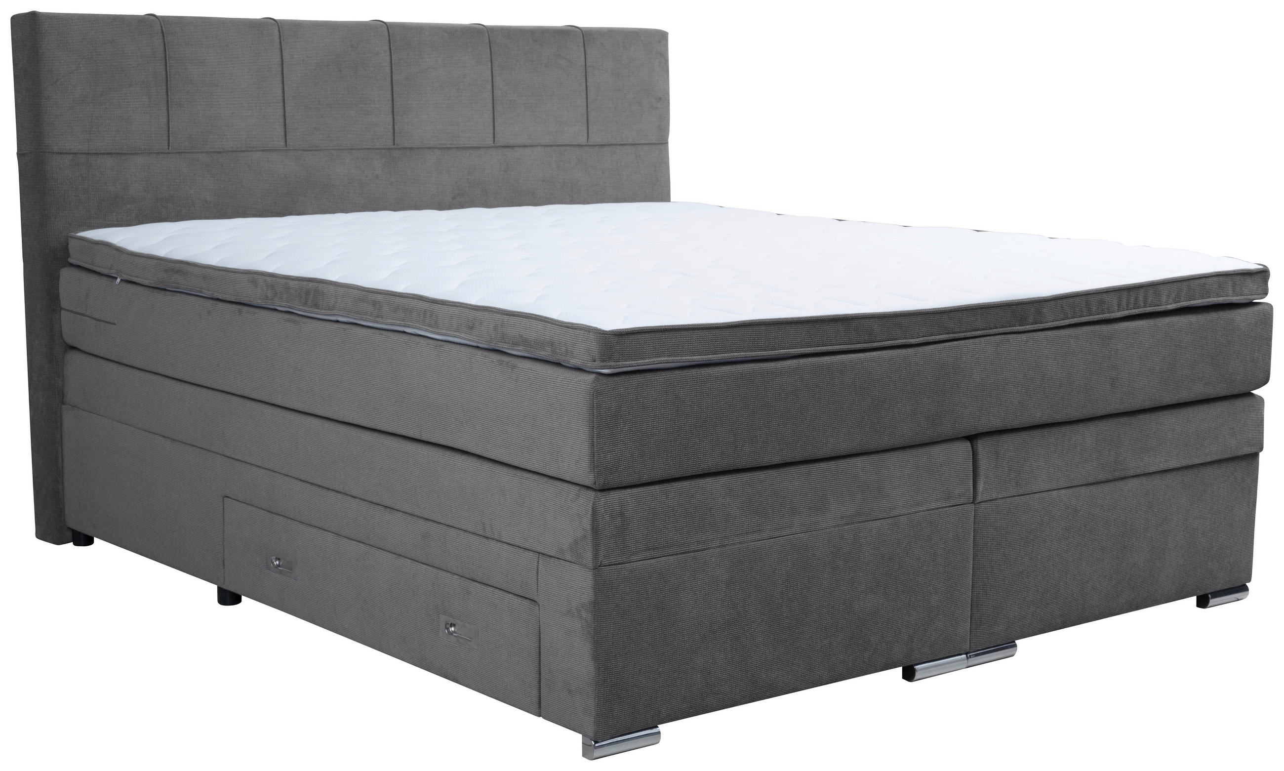 BOXSPRINGBETT 180/200 cm  in Grau, Hellgrau  - Chromfarben/Hellgrau, Design, Holz/Holzwerkstoff (180/200cm) - Boxxx