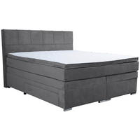 BOXSPRINGBETT 180/200 cm  in Grau, Hellgrau  - Chromfarben/Hellgrau, Design, Holz/Holzwerkstoff (180/200cm) - Boxxx