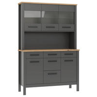 BUFFET 130/196/45 cm  in Anthrazit, Eiche Artisan  - Anthrazit/Schwarz, MODERN, Glas/Holzwerkstoff (130/196/45cm) - home24