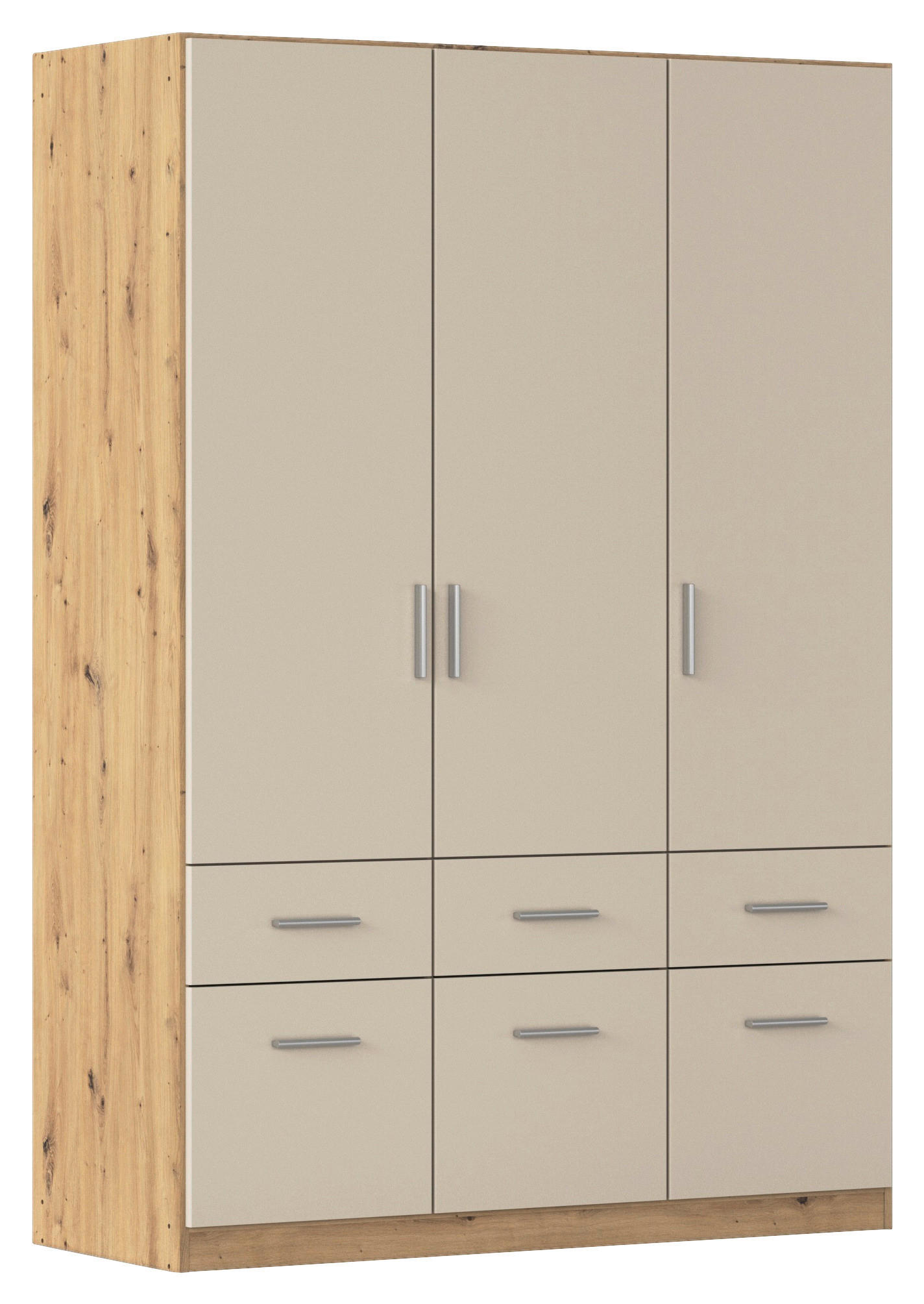 Drehtürenschrank Mit Schubladen 136 Cm Celle, Champagner/eiche