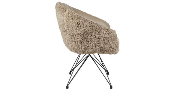 ARMLEHNSTUHL  in Eisen Teddystoff Echtleder pigmentiert  - Taupe/Schwarz, Design, Leder/Textil (59,5/83,5/63,5cm) - Belluti