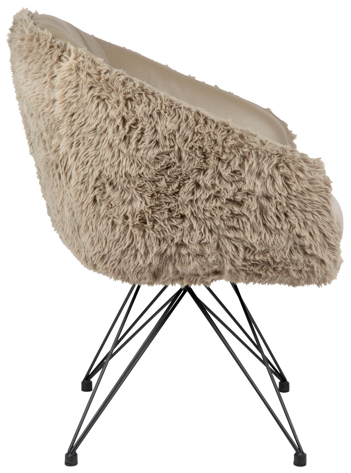 ARMLEHNSTUHL  in Eisen Teddystoff Echtleder pigmentiert  - Taupe/Schwarz, Design, Leder/Textil (59,5/83,5/63,5cm) - Emilio Belluti