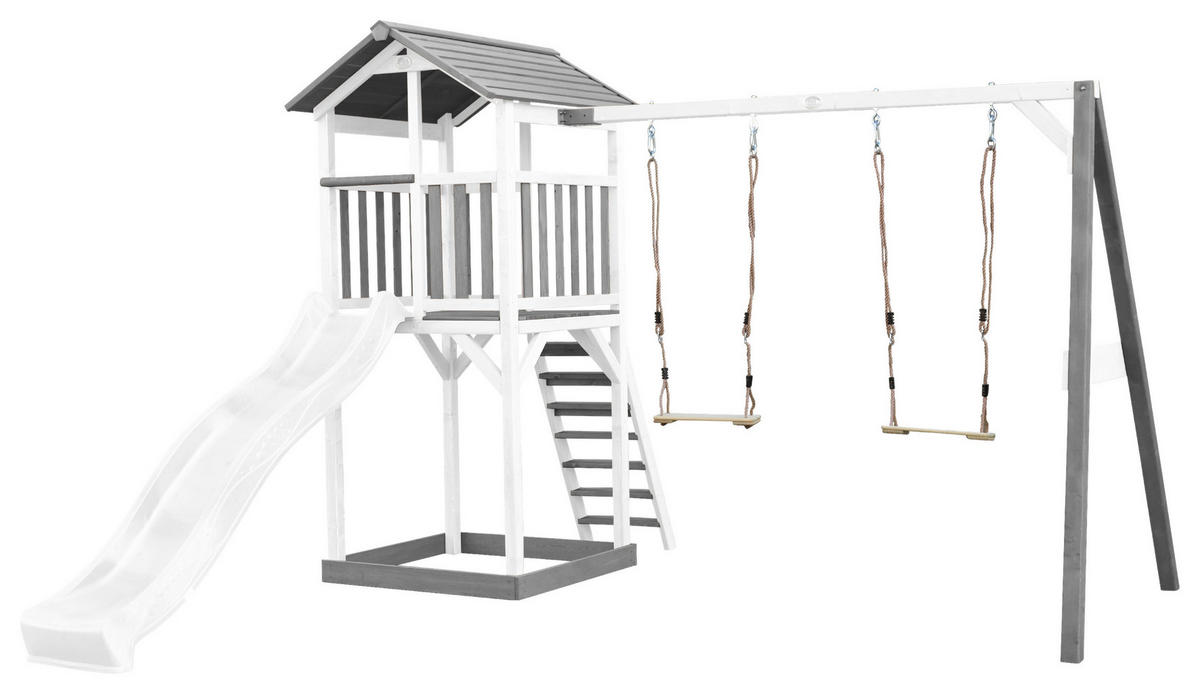 SPIELTURM 356,6/241,9/349 cm  - Weiß/Grau, KONVENTIONELL, Holz/Kunststoff (356,6/241,9/349cm) - Ambia Garden