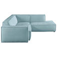 ECKSOFA in Cord Hellblau  - Schwarz/Hellblau, KONVENTIONELL, Kunststoff/Textil (254/224cm) - Hom`in