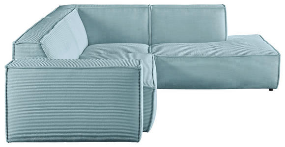 ECKSOFA in Cord Hellblau  - Schwarz/Hellblau, KONVENTIONELL, Kunststoff/Textil (254/224cm) - Hom`in