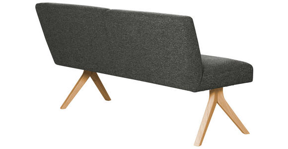 SITZBANK 160/85/69 cm Webstoff Dunkelgrau Eiche vollmassiv  - Eichefarben/Dunkelgrau, KONVENTIONELL, Holz/Textil (160/85/69cm) - Linea Natura