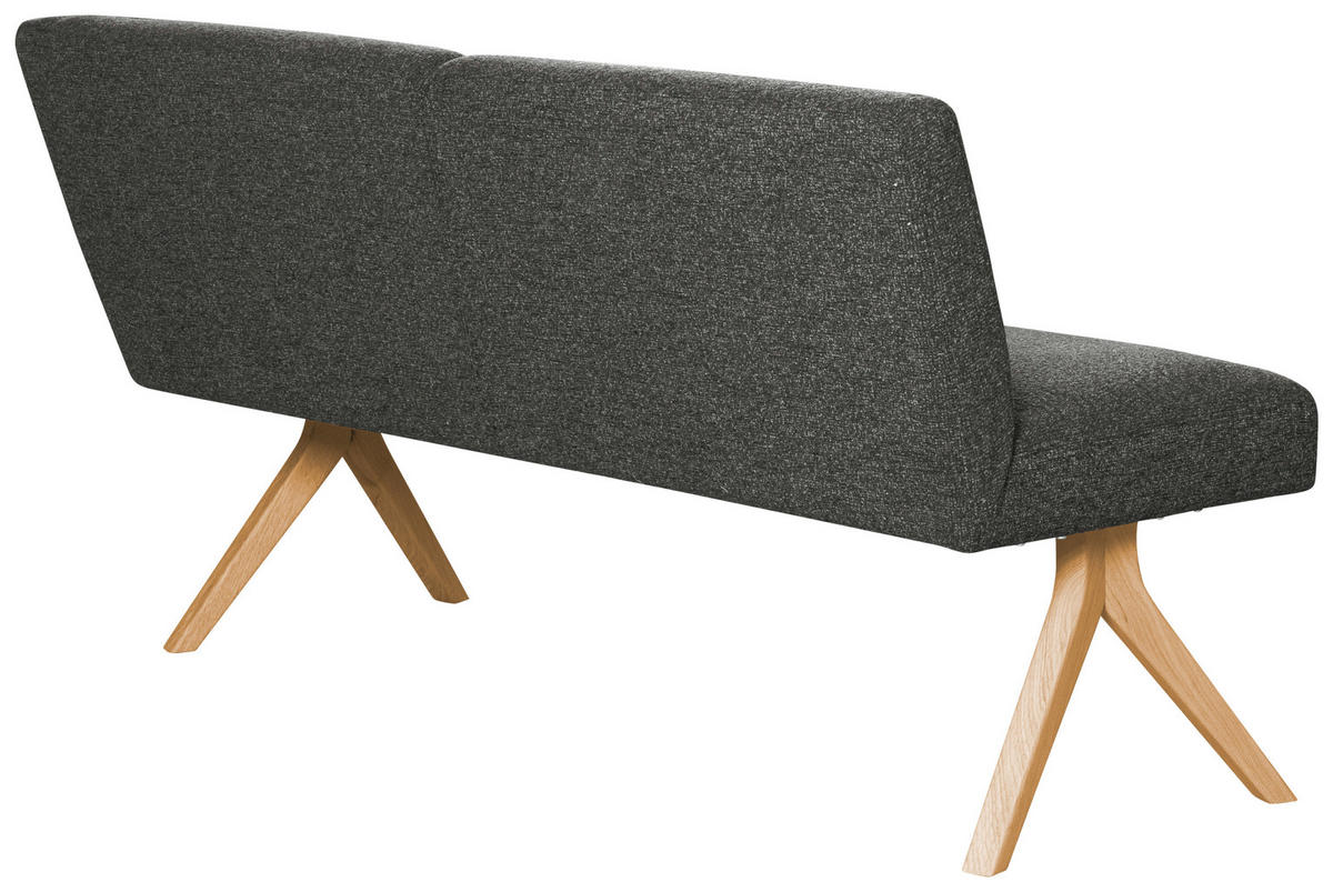 SITZBANK 160/85/69 cm Webstoff Dunkelgrau Eiche vollmassiv  - Eichefarben/Dunkelgrau, KONVENTIONELL, Holz/Textil (160/85/69cm) - Linea Natura