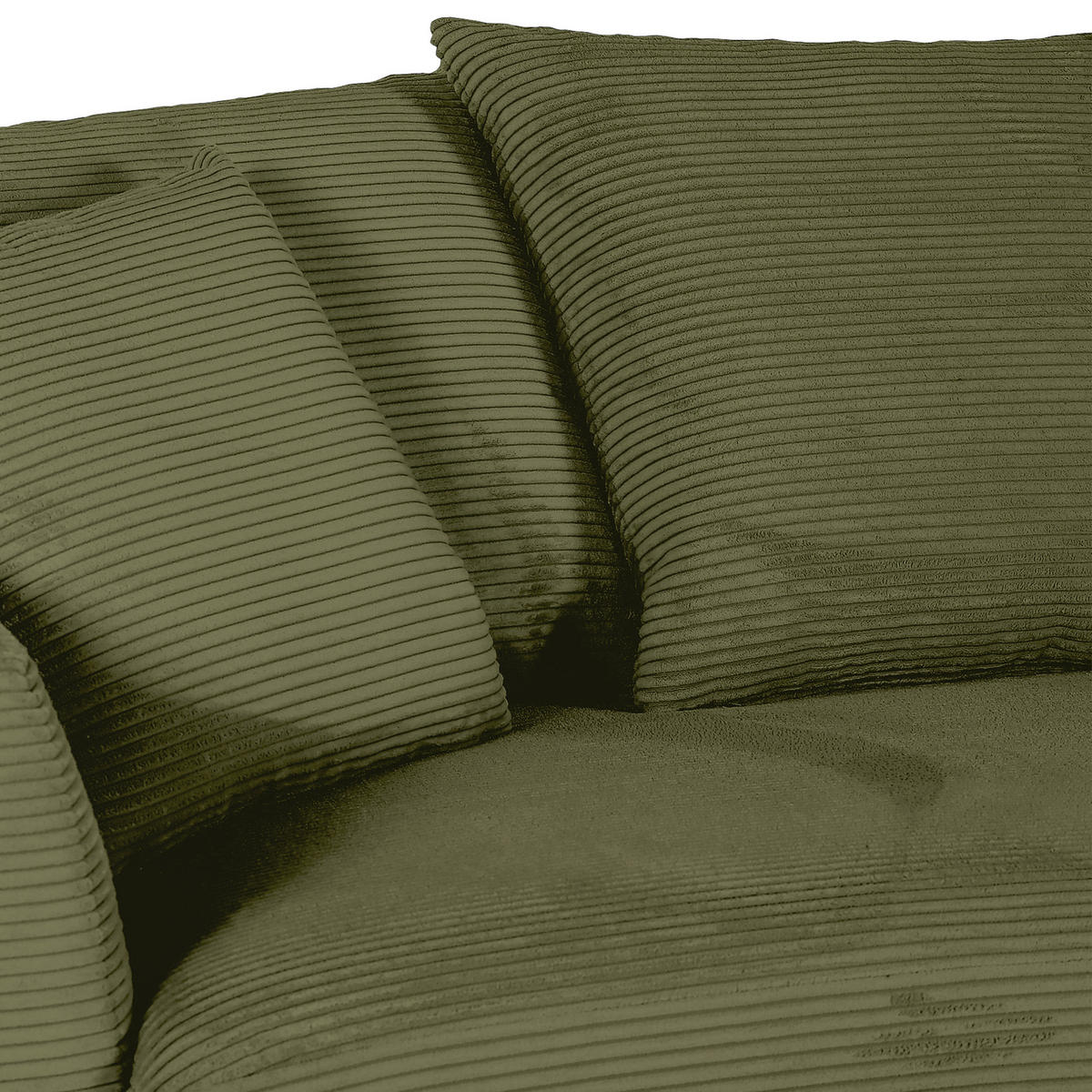 ECKSOFA Olivgrün Cord Zierkissen, Rückenkissen, Rücken echt  - Schwarz/Olivgrün, Design, Kunststoff/Textil (235/175cm) - home24