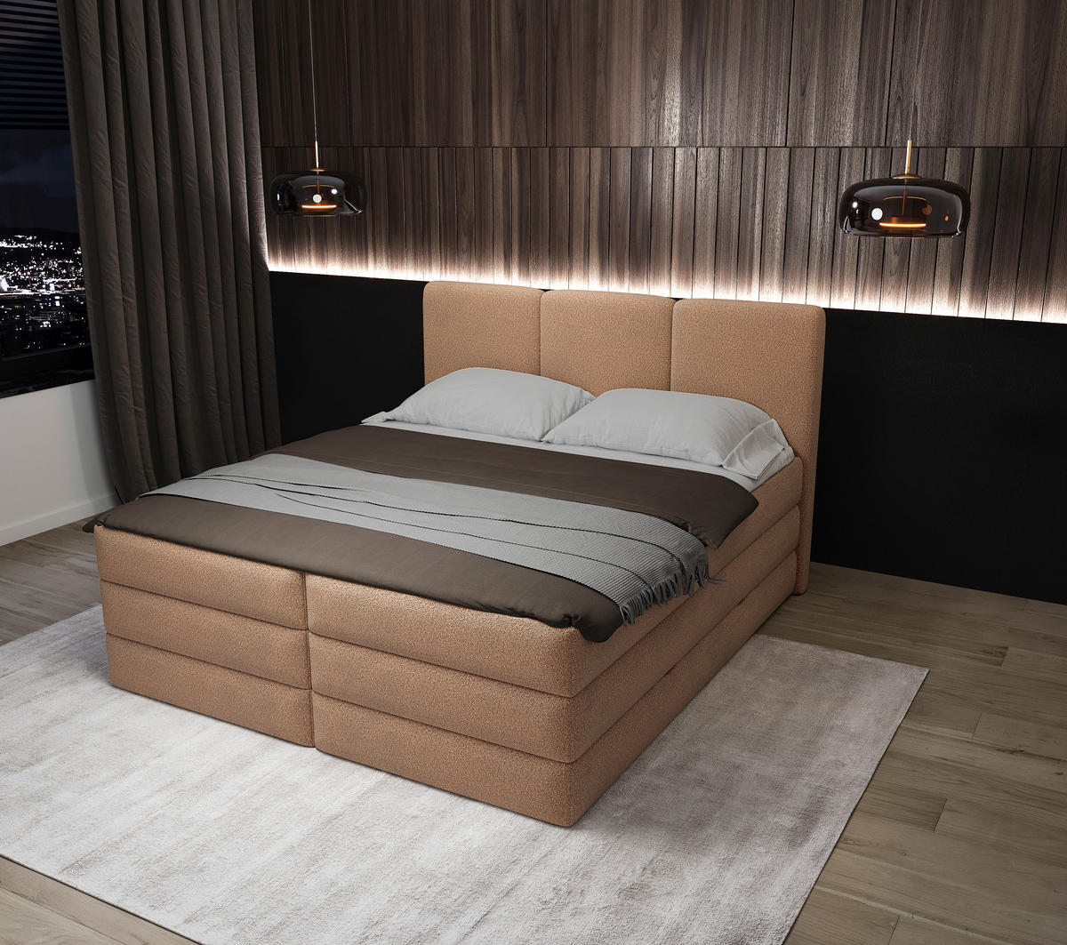 BOXSPRINGBETT 180/200 cm  in Terracotta  - Terracotta/Schwarz, Modern, Holz/Holzwerkstoff (180/200cm) - MID.YOU