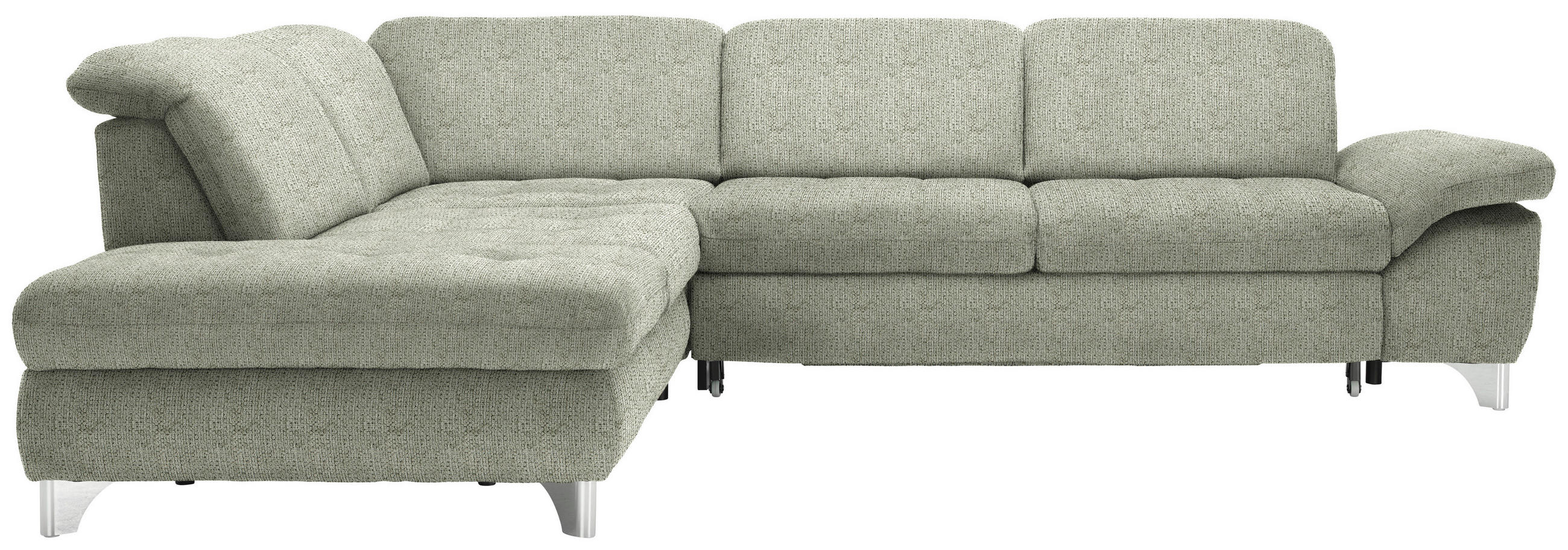 ECKSOFA Grün Webstoff  - Alufarben/Grün, Design, Textil/Metall (260/319cm) - Beldomo Style