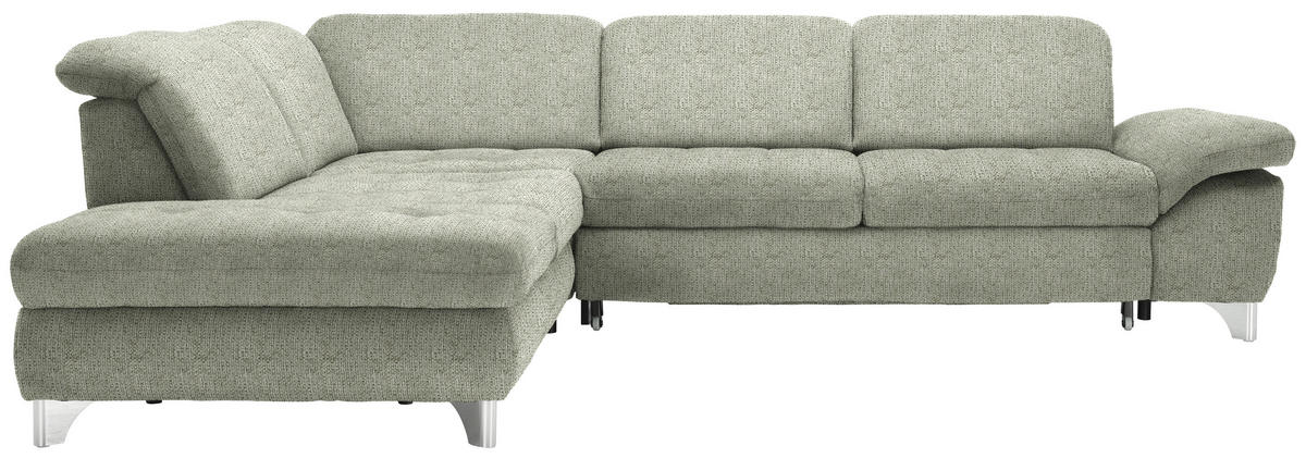 ECKSOFA in Webstoff Grün  - Alufarben/Grün, Design, Textil/Metall (260/319cm) - Beldomo Style