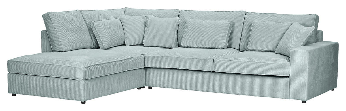 ECKSOFA Hellblau Cord Zierkissen, Rückenkissen, Rücken echt  - Schwarz/Hellblau, MODERN, Kunststoff/Textil (228/307cm) - Carryhome