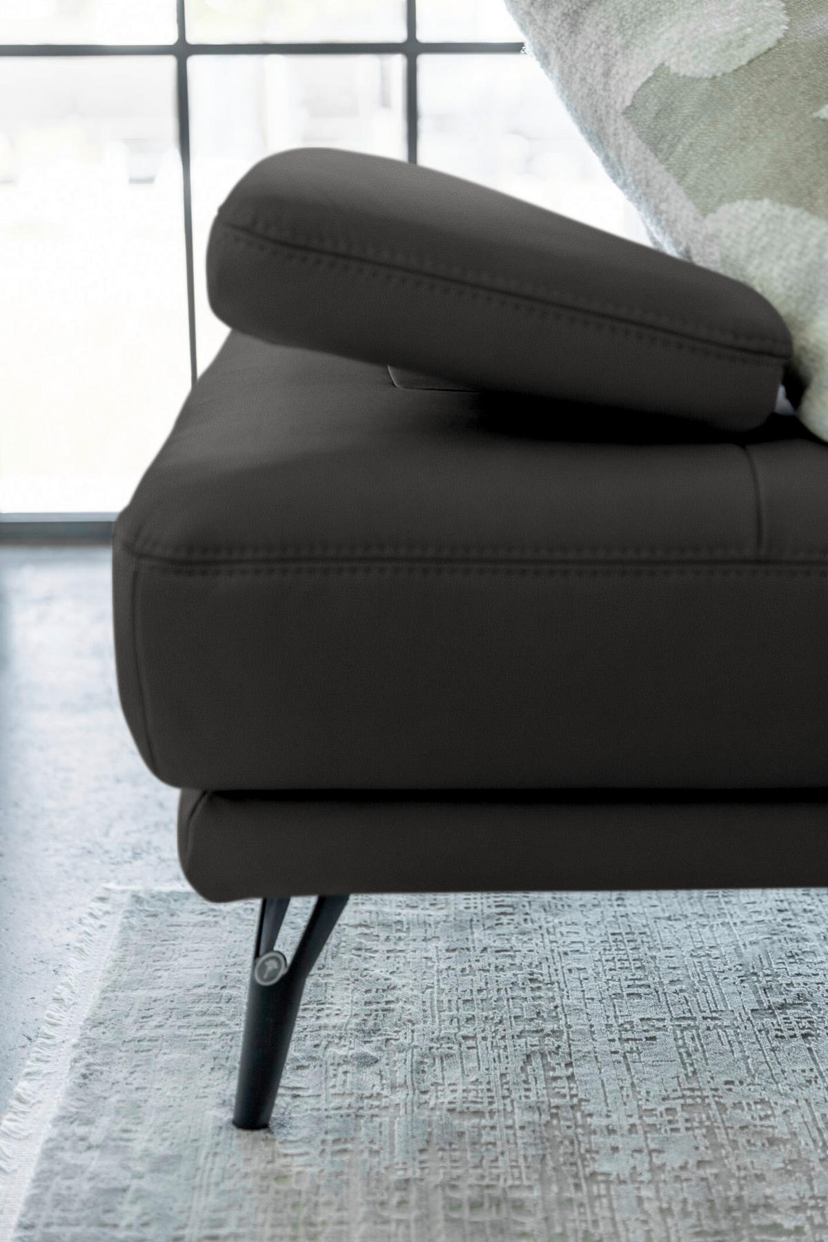 ECKSOFA JOOP! STUDIO in Echtleder Dunkelgrau  180/301 cm  - Dunkelgrau/Schwarz, KONVENTIONELL, Leder/Metall (180/301cm) - Joop!