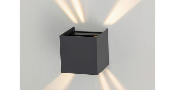 LED-WANDLEUCHTE Atlas 10/10/10 cm  - Dunkelgrau, Basics, Kunststoff/Metall (10/10/10cm) - Novel