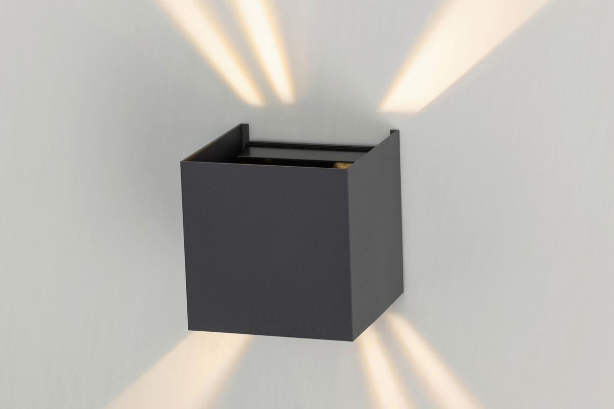 LED VÄGGLAMPA Atlas 10/10/10 cm   - mörkgrå, Basics, metall/plast (10/10/10cm) - Novel