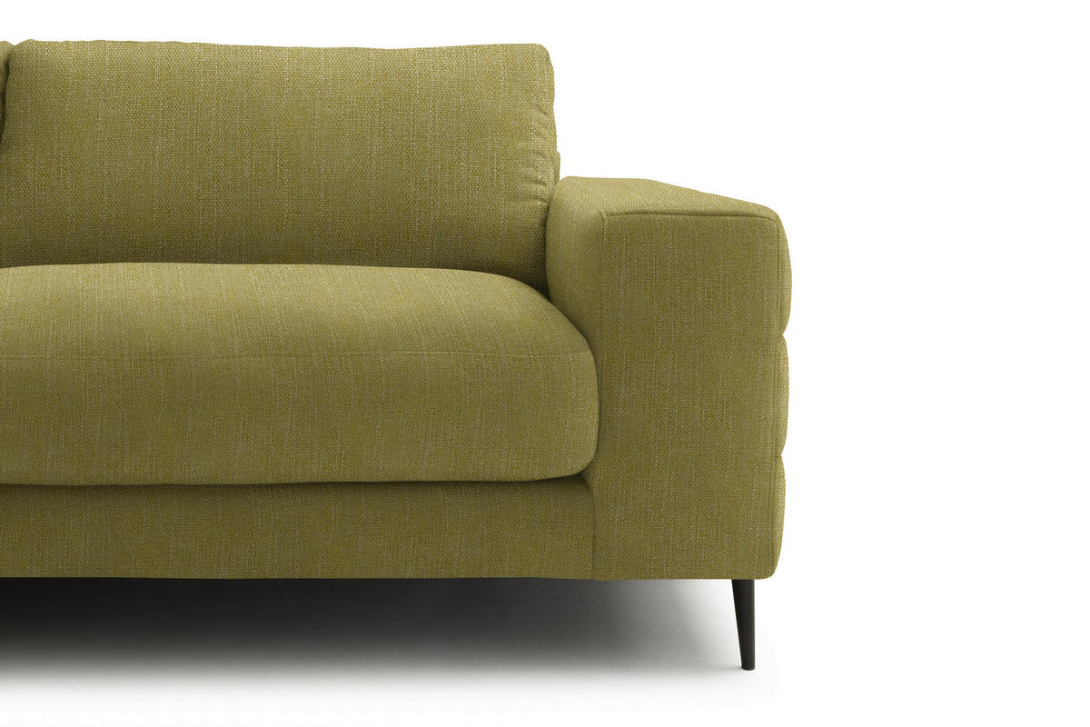 ECKSOFA in Flachgewebe Hellgrün  177/253 cm  - Schwarz/Hellgrün, Design, Textil/Metall (177/253cm) - Dieter Knoll