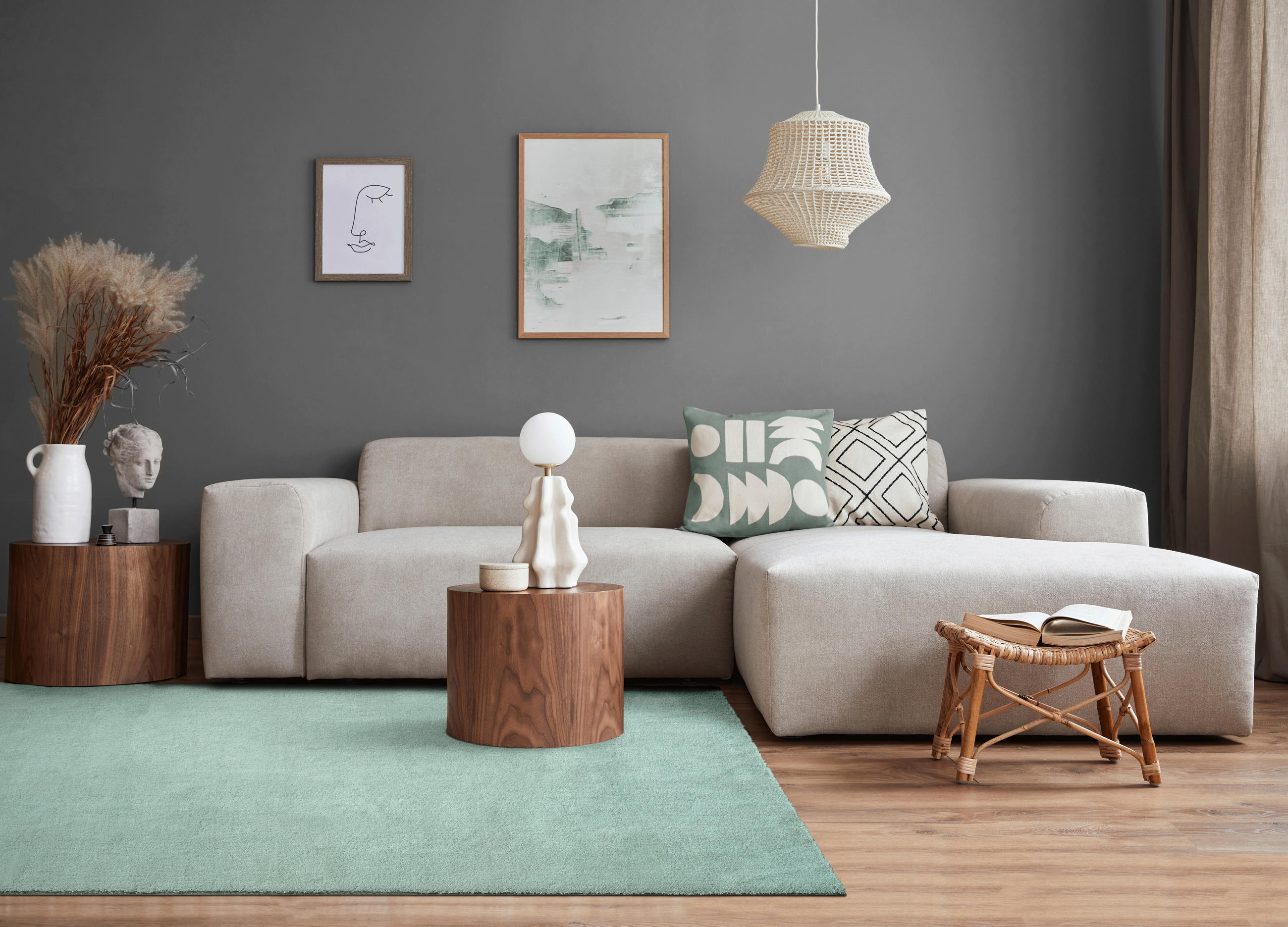 FELLTEPPICH 60/110 cm Loft Grün  - Grün, KONVENTIONELL, Textil (60/110cm)