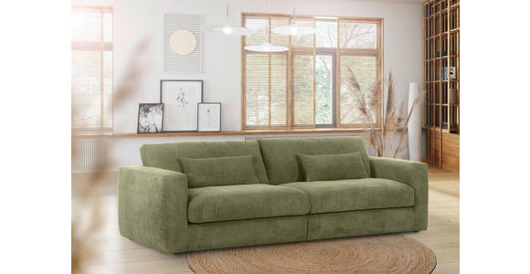 BIGSOFA Cord Dunkelgrün - Dunkelgrün/Schwarz, KONVENTIONELL, Kunststoff/Textil (260/66/115cm) - Carryhome
