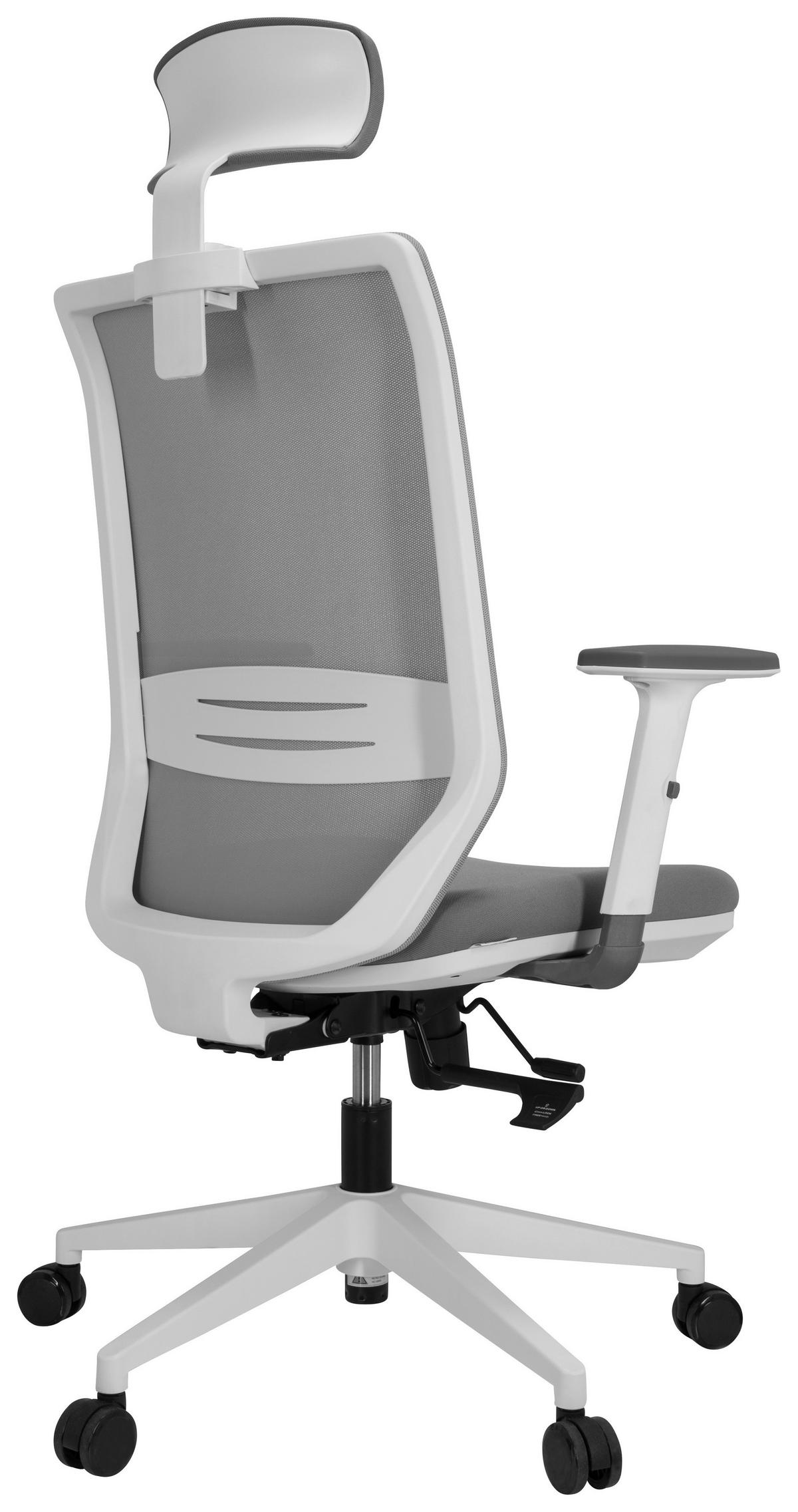 OTOČNÁ ŽIDLE, síťovina, plochá tkanina, šedá, bílá - šedá/bílá, Basics, textil/plast (70/117/62cm) - MID.YOU
