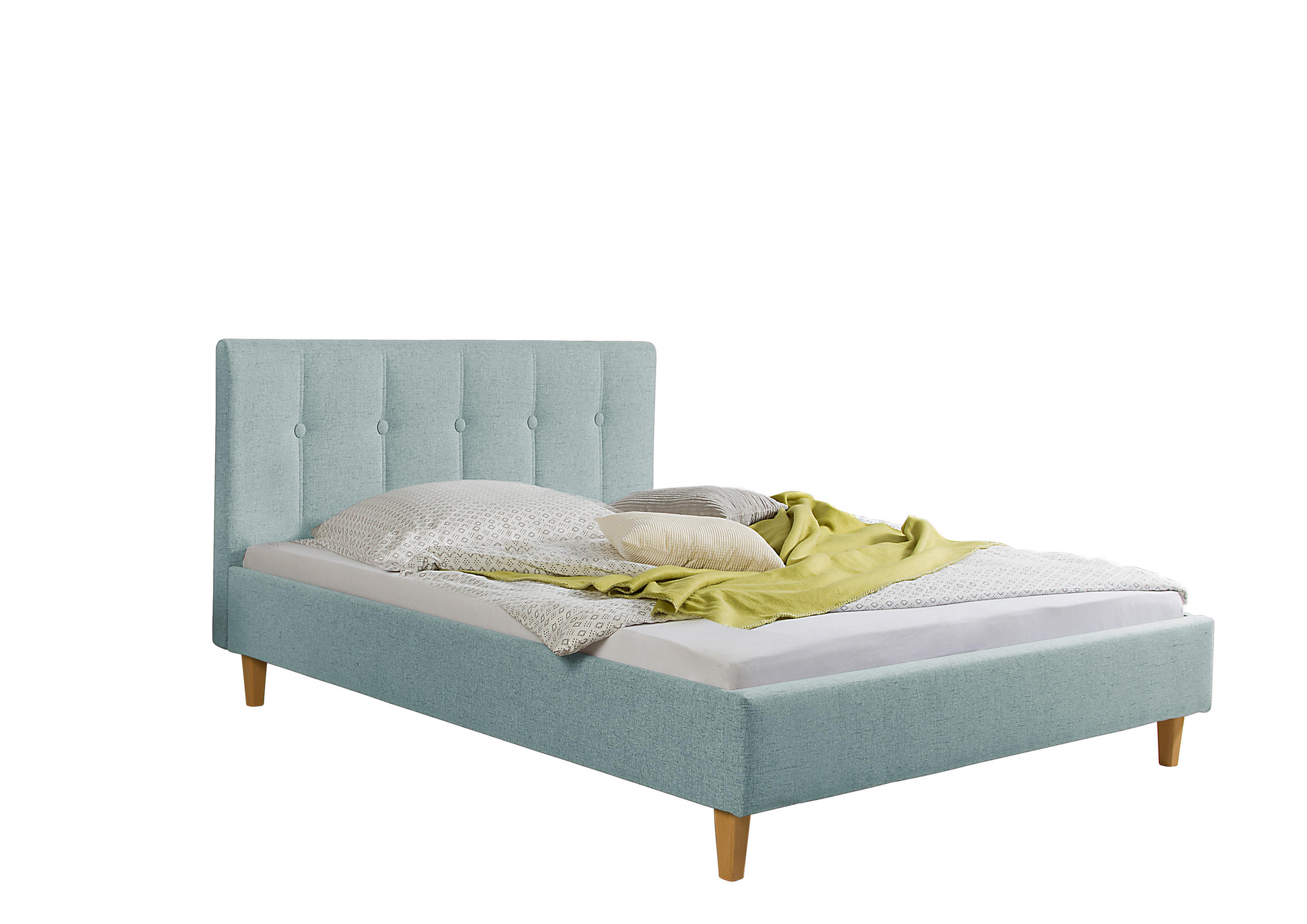 POLSTERBETT  in Petrol,  - Petrol/Naturfarben, MODERN, Holz/Textil (145/99/216cm) - Livetastic