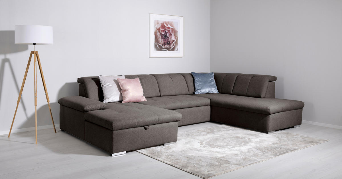 WOHNLANDSCHAFT Grau  - Grau, Design, Textil/Metall (173/328/215cm) - MID.YOU