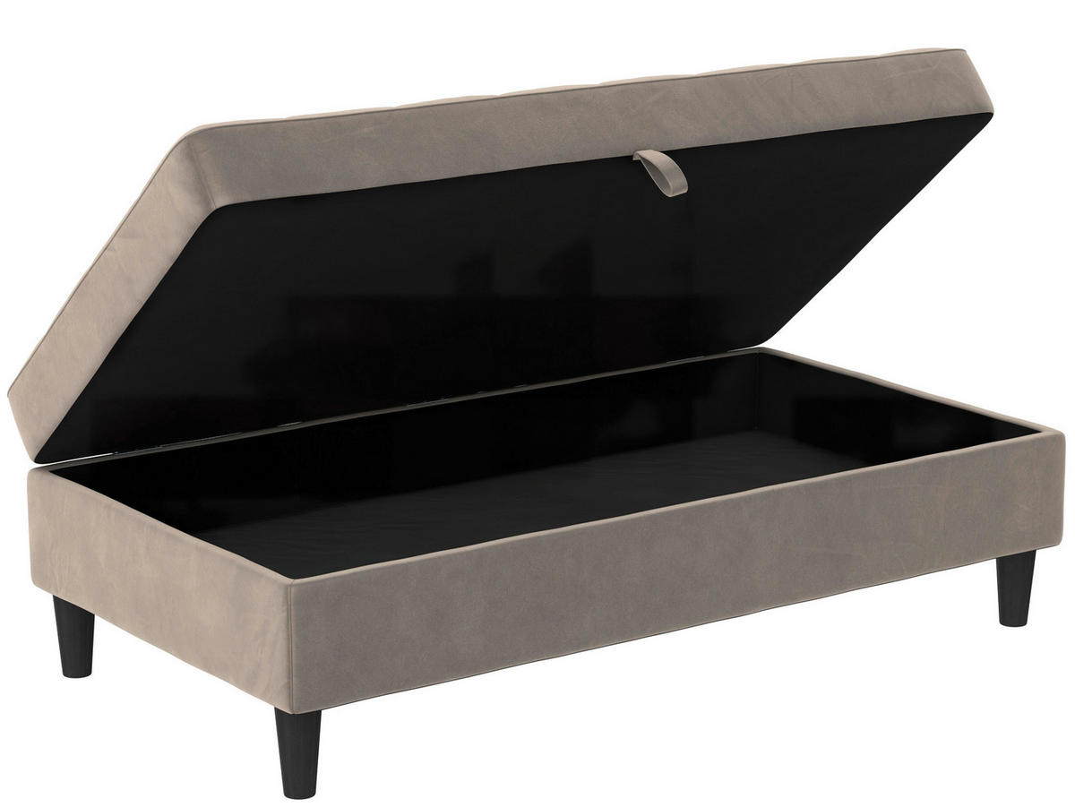 HOCKER in Textil Taupe  - Taupe/Schwarz, Basics, Kunststoff/Textil (130/43/69cm) - Livetastic