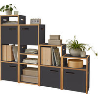 REGAL Anthrazit, Buchefarben  - Anthrazit/Buchefarben, MODERN, Holzwerkstoff (160/126,2/32cm) - Tojo