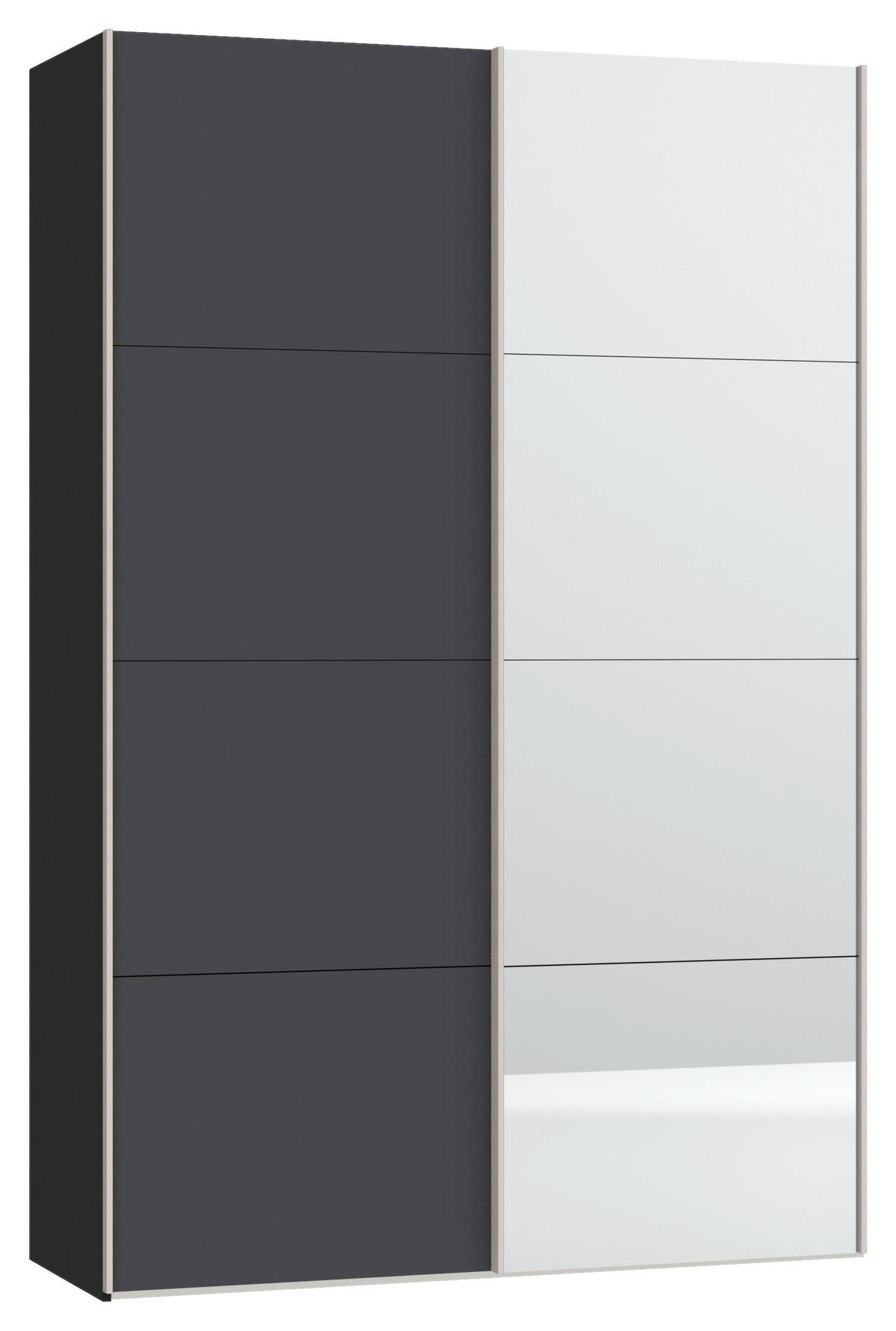 SCHWEBETÜRENSCHRANK  in Anthrazit, Schwarz  - Edelstahlfarben/Anthrazit, Design, Glas/Holzwerkstoff (152/236/65cm) - Carryhome