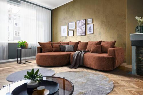 ECKSOFA in Chenille Braun  - Schwarz/Braun, Design, Kunststoff/Textil (194/307cm) - Carryhome