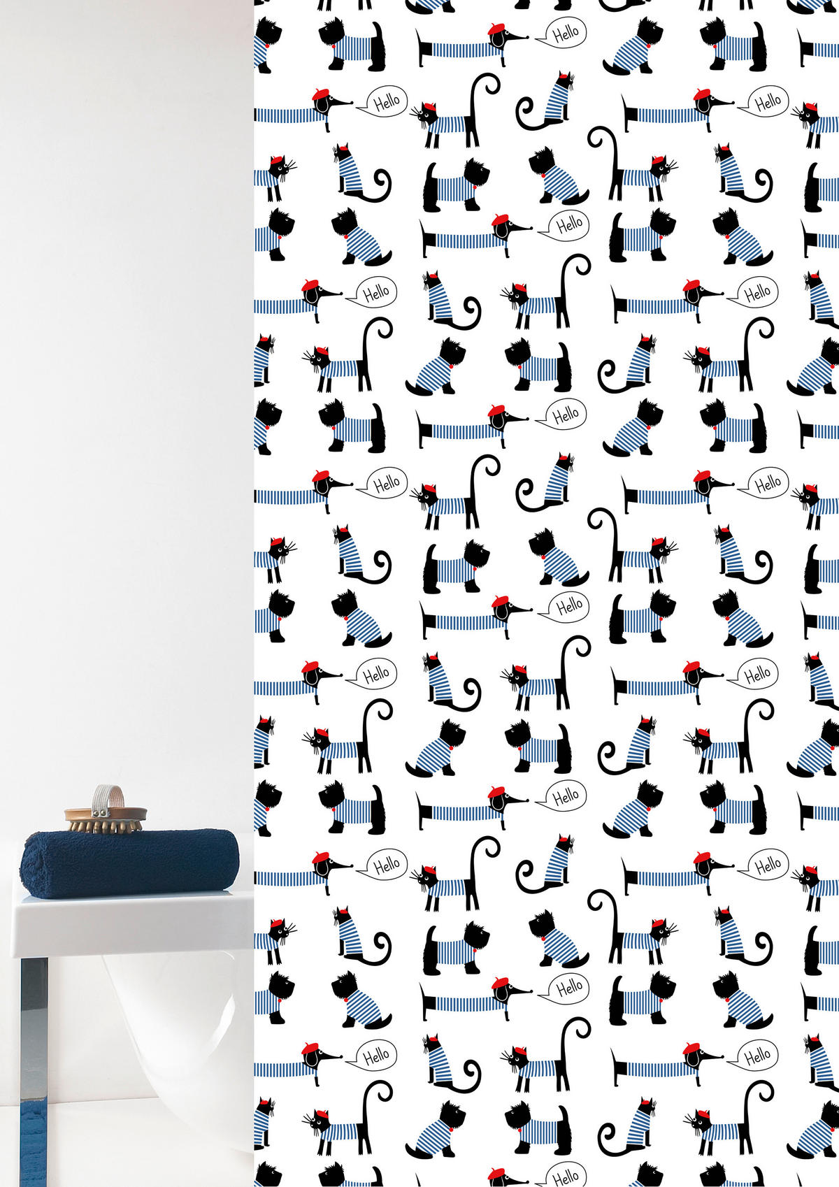 DUSCHVORHANG Hello! 180/200 cm  - Multicolor, Basics, Kunststoff (180/200cm) - Grund