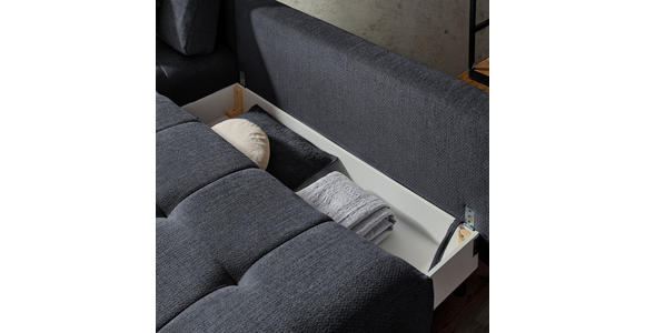 ECKSOFA in Chenille Dunkelblau  - Schwarz/Dunkelblau, MODERN, Textil/Metall (182/290cm) - Hom`in