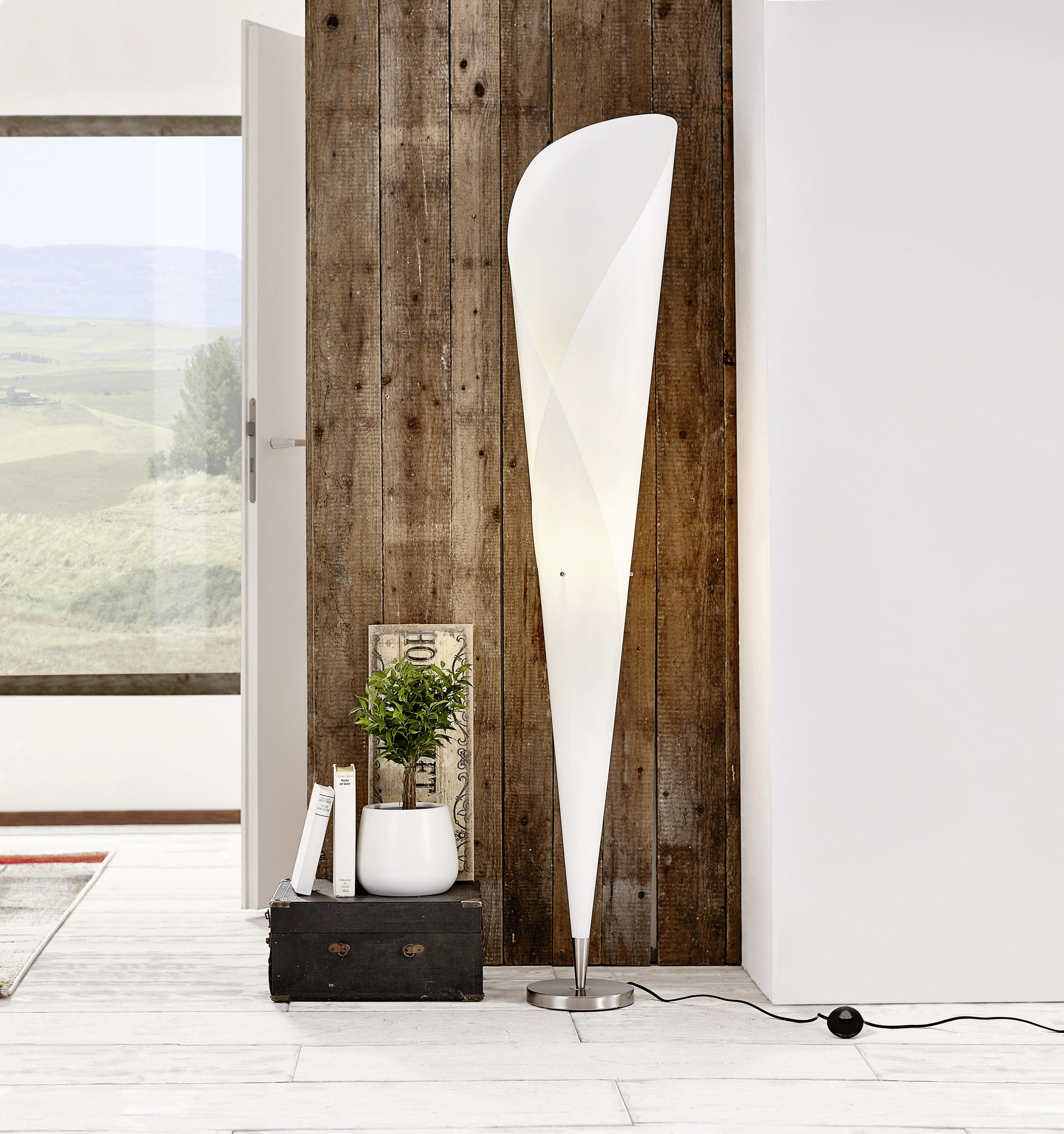 STEHLEUCHTE 30/162 cm    - Chromfarben/Weiß, KONVENTIONELL, Kunststoff/Metall (30/162cm) - Näve
