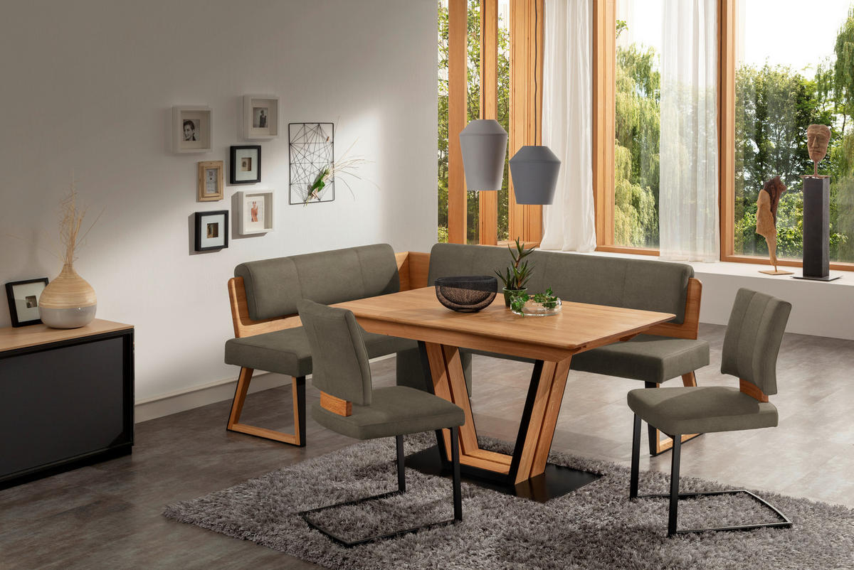 ECKBANK 215/165 cm  in Schlammfarben, Wildeiche  - Wildeiche/Schlammfarben, Design, Holz/Textil (215/165cm) - Venda