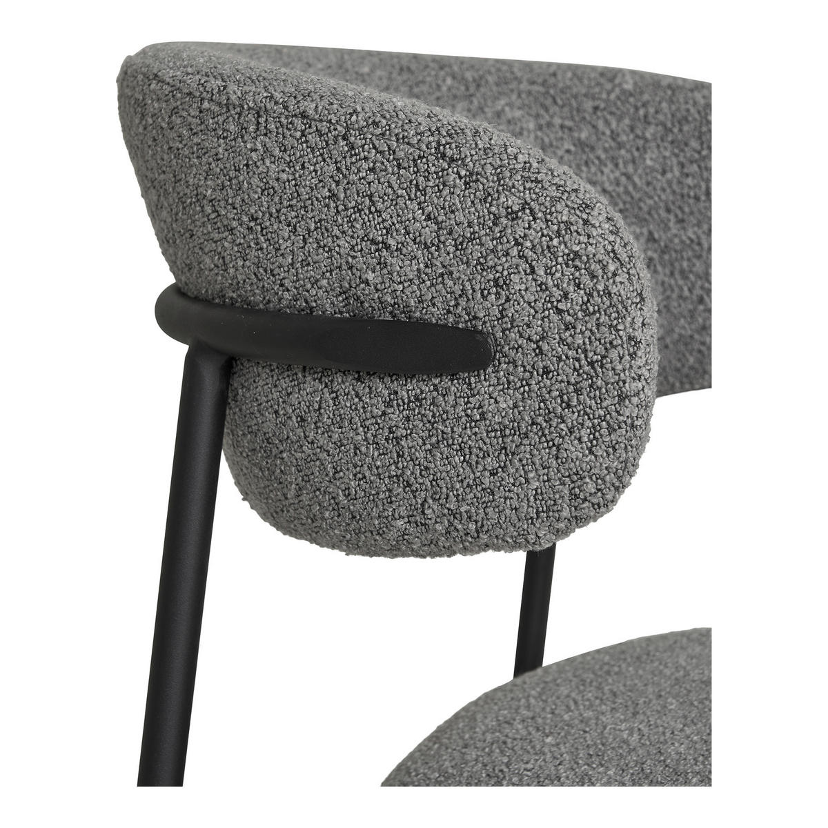 STUHL-SET 2 Stück  in Bouclé  - Hellgrau/Schwarz, MODERN, Textil/Metall (55/79,5/59cm) - MID.YOU