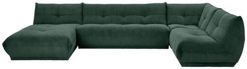 WOHNLANDSCHAFT in Cord Dunkelgrün  - Dunkelgrün, Trend, Textil (185/390/210cm) - Livetastic