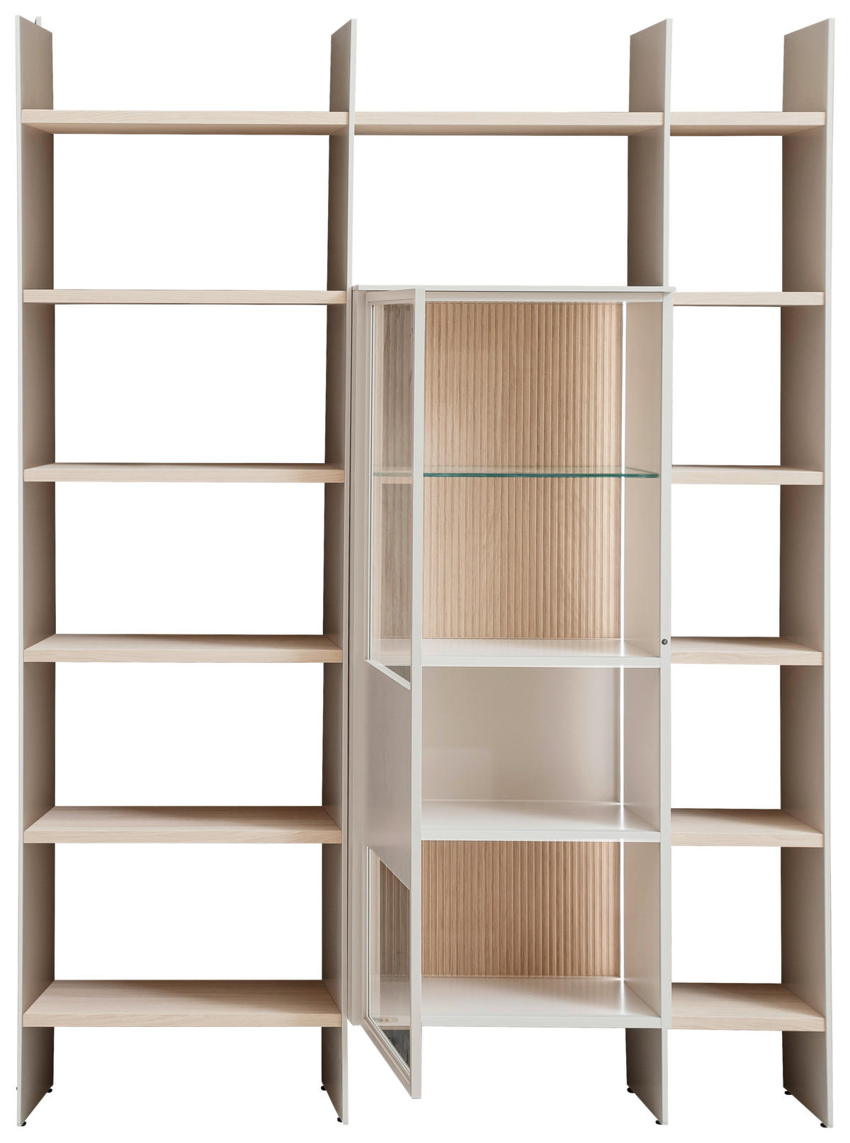 REGAL Eichefarben, Kaschmir  154/220,5/35-45 cm  - Kaschmir/Eichefarben, Design, Glas/Holz (154/220,5/35-45cm) - Schöner Wohnen