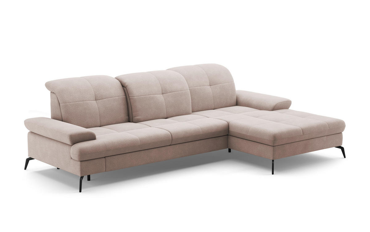 ECKSOFA in Flachgewebe Greige  - Greige/Schwarz, Konventionell, Textil/Metall (279/185cm) - Sit & More