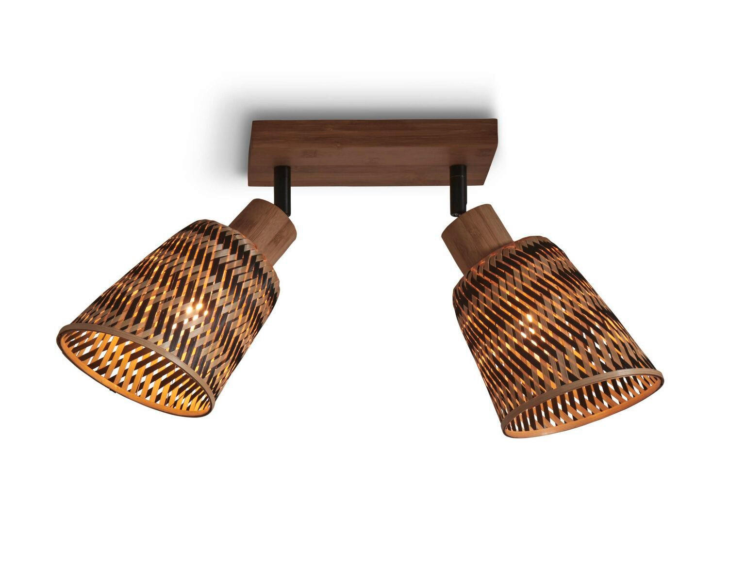 DECKENLEUCHTE GOOD&MOJO  28/15/24 cm   - Schwarz/Naturfarben, Trend (28/15/24cm) - Good & Mojo