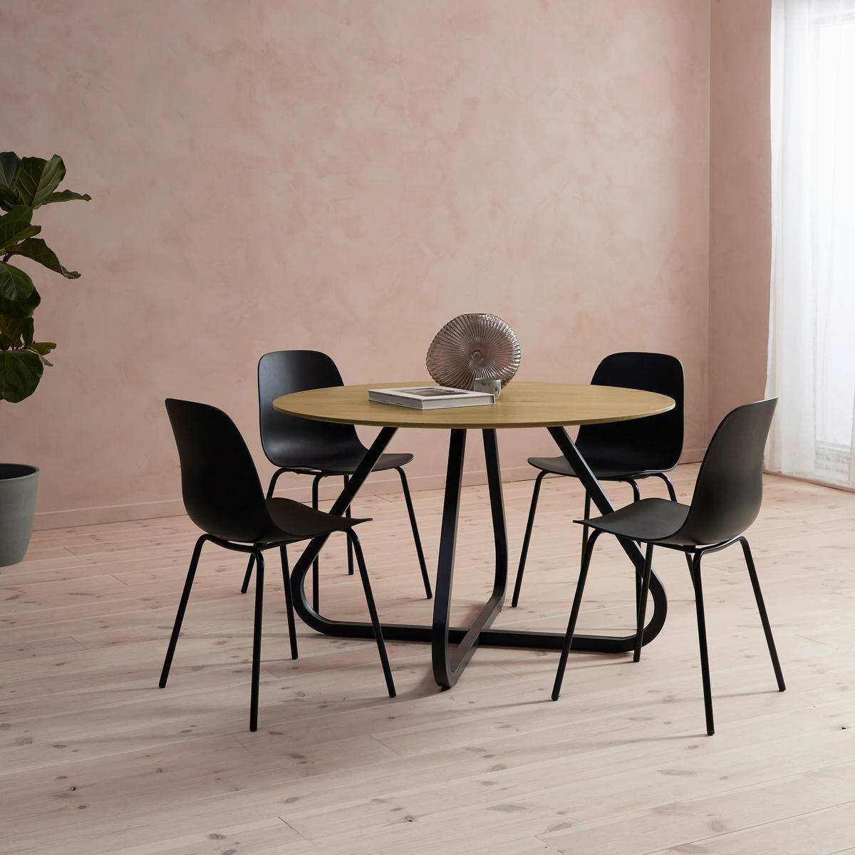 MATBORD i trämaterial 120/120/75 cm   - svart/ekfärgad, Basics, metall/trämaterial (120/120/75cm) - Boxxx
