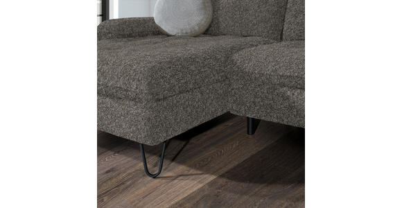 ECKSOFA in Chenille Braun  - Schwarz/Braun, LIFESTYLE, Textil/Metall (180/310cm) - Valnatura