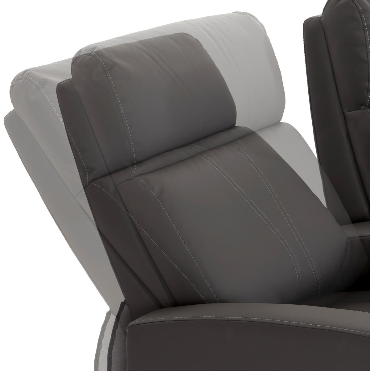 HEIMKINO-SOFA Lederlook Grau  - Schwarz/Grau, KONVENTIONELL, Kunststoff/Textil (128/100/87cm) - MID.YOU